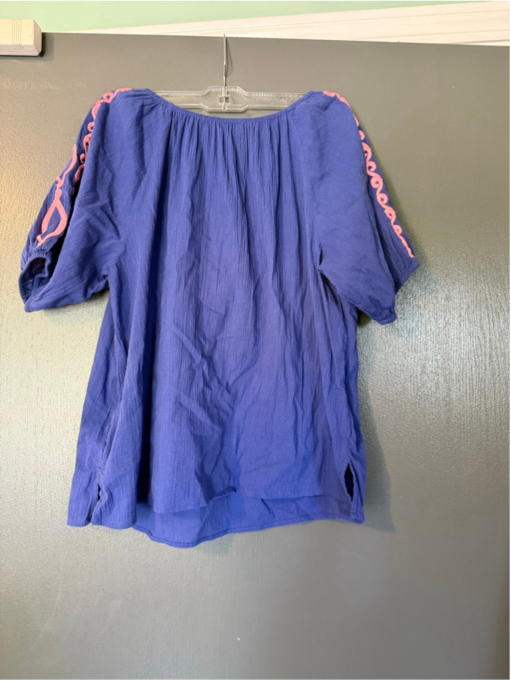 Women's Talbots Petite Blue & Pink Embroidered Tunic Top MP - Picture 4 of 4